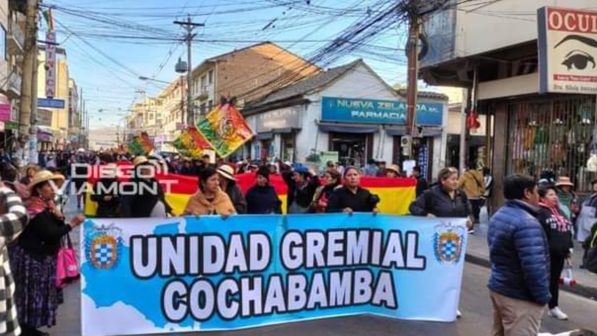 Protesta de gremiales de Cochabamba. Foto: Diego Viamont