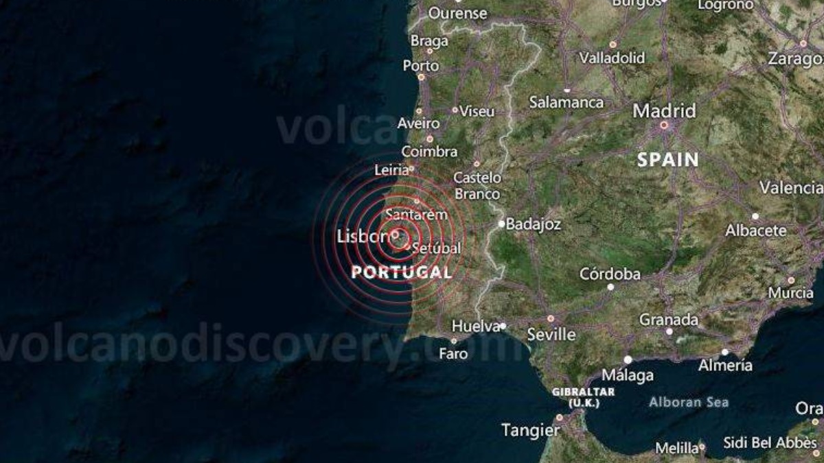 Ubicación del epicentro del sismo registrado en Portugal.