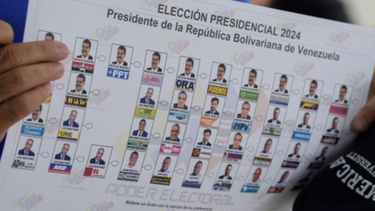 Una papeleta de votación de las elecciones presidenciales en Venezuela.