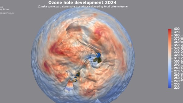 Desarrollo del agujero de ozono en 2024.   Foto:  HANDOUT por COPERNICUS CAMS