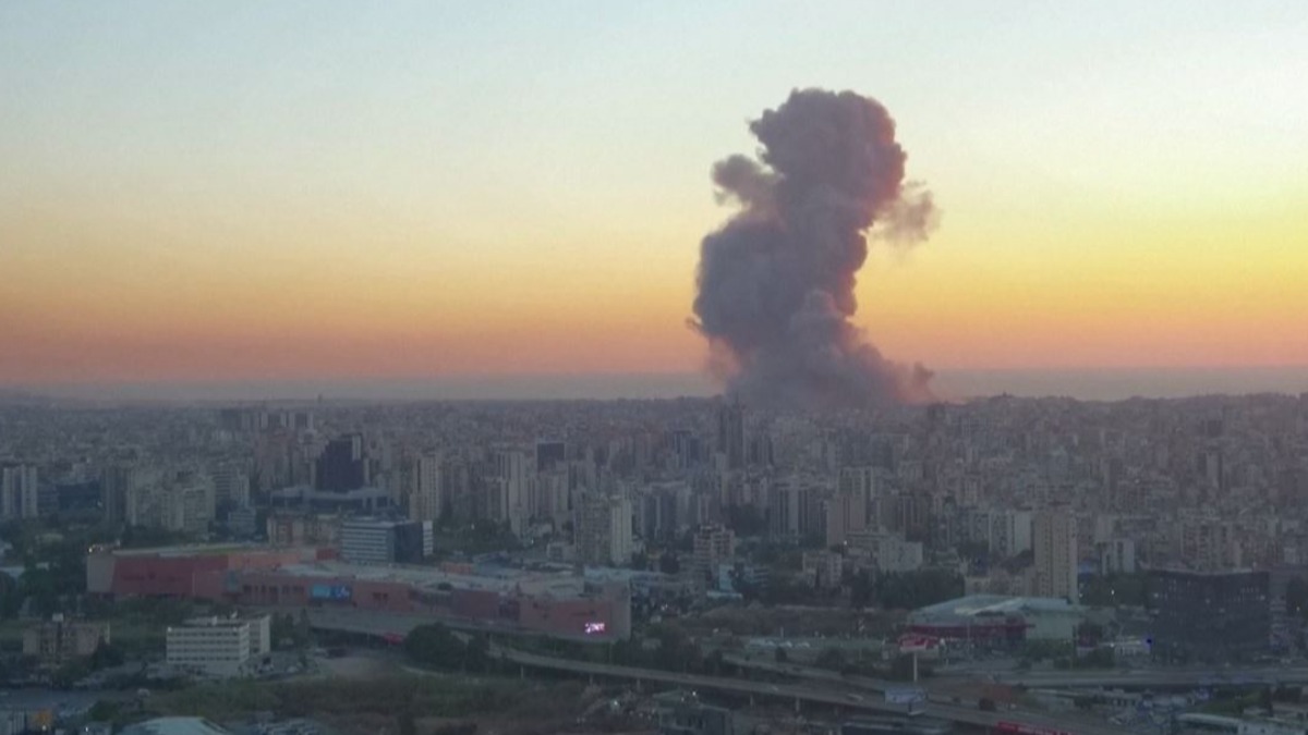 Bombardeo israelí en Beirut, Líbano.