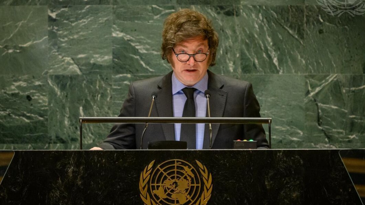 El presidente de Argentina, Javier Milei, durante su intervención ante la ONU.  Foto: ONU