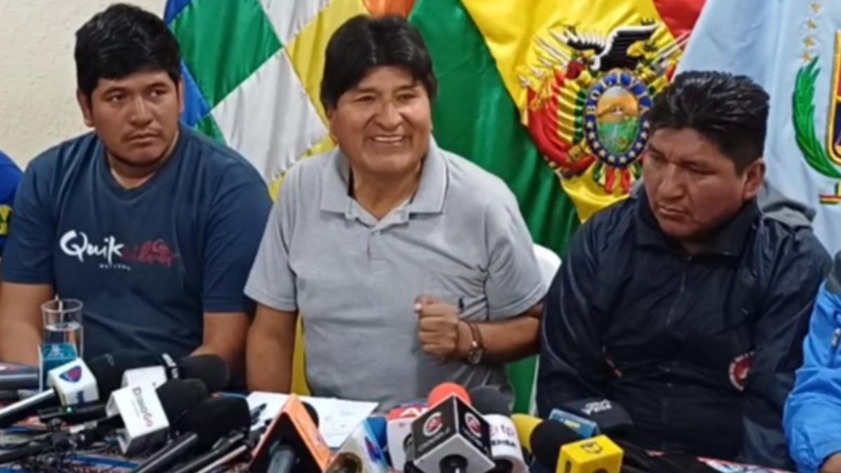 Evo Morales en conferencia de prensa desde Cochabamba.