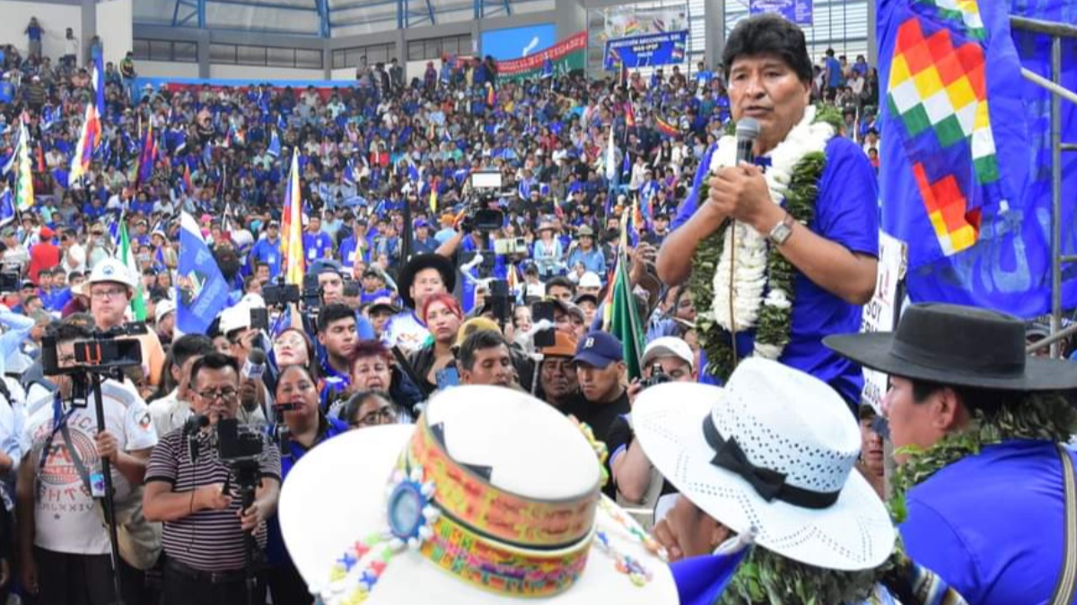 Evo Morales en el ampliado del MAS, en Villa Tunari. Foto: RRSS