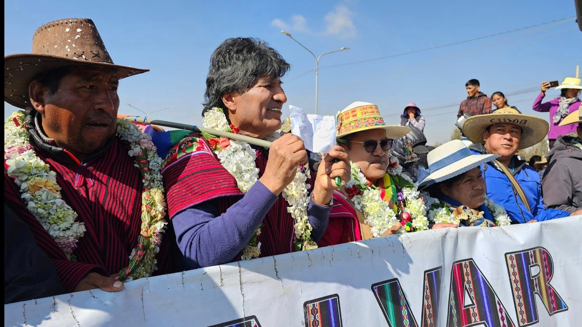 Evo Morales en la marcha 