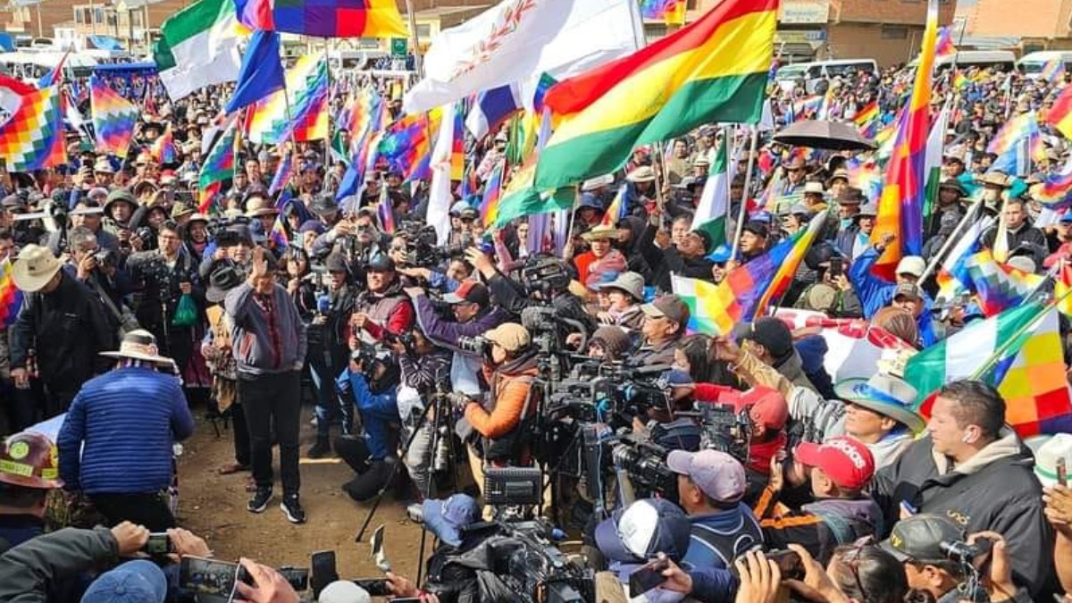 Evo Morales en su marcha rumbo a La Paz.