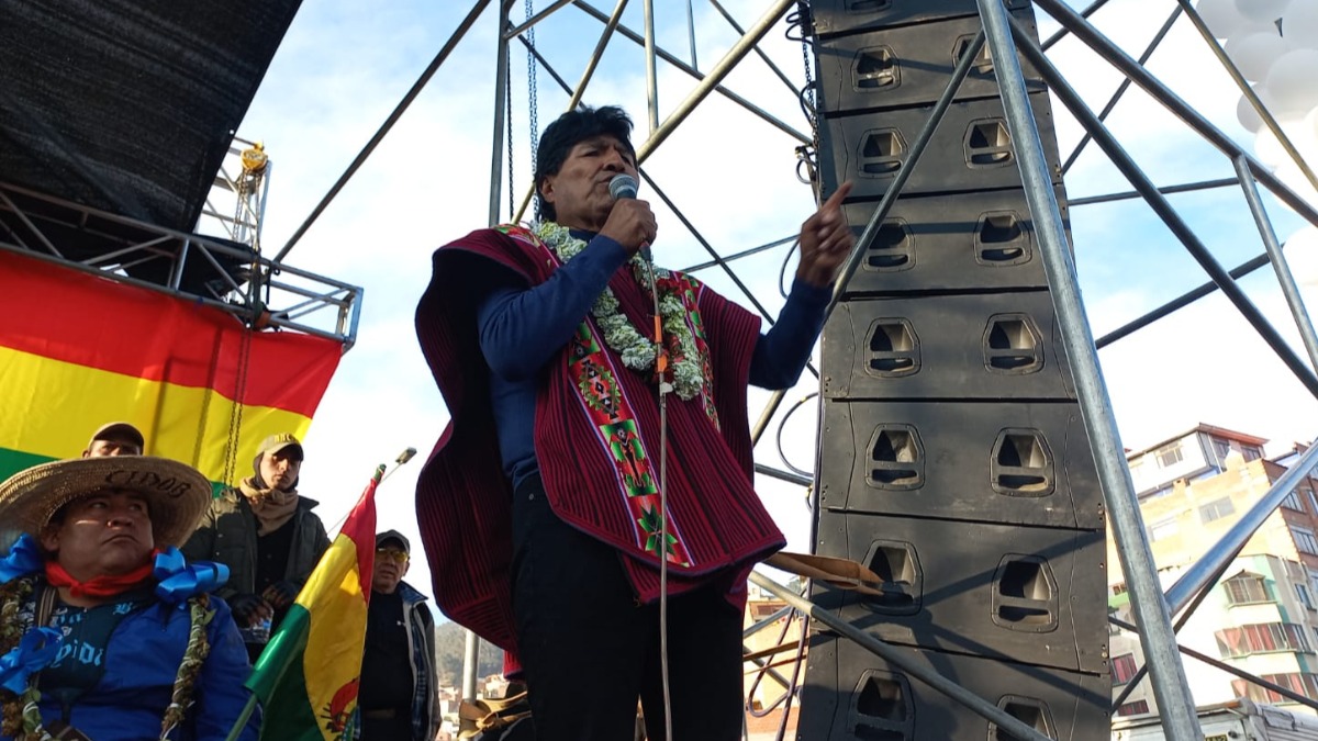 Evo Morales lanza su discurso. Foto: ANF