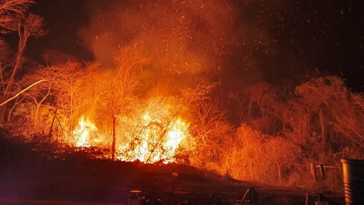 Incendio en Warnes. Foto: Gobernación de Santa Cruz.