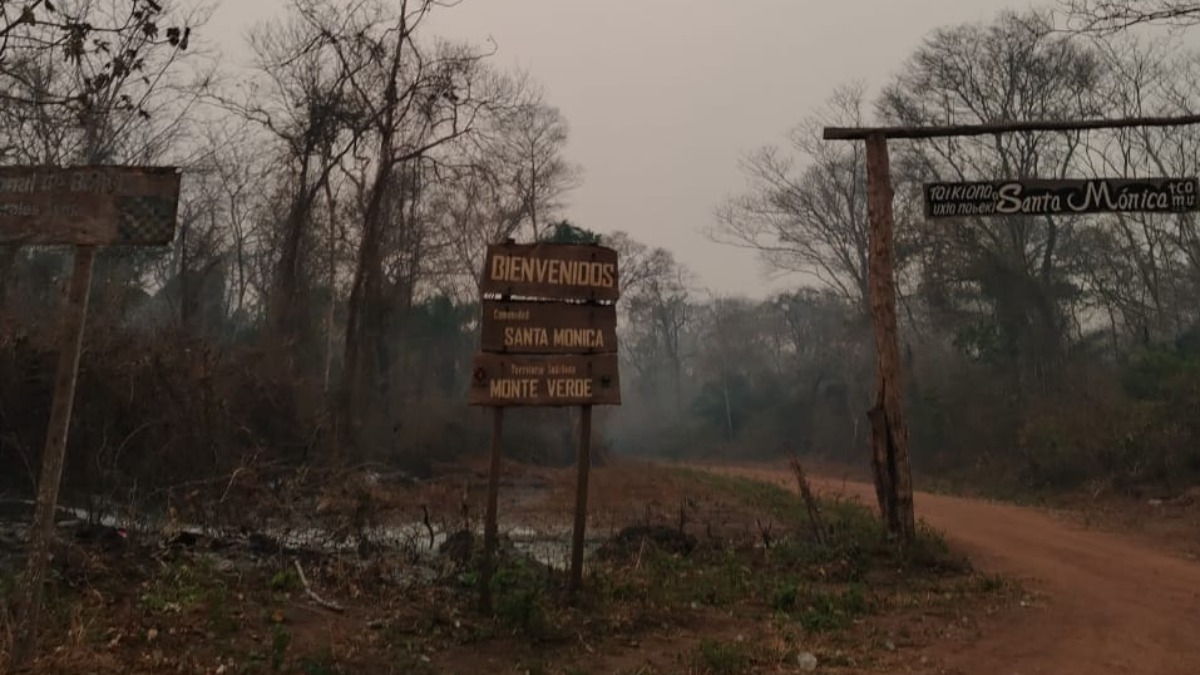 La comunidad indígena Monteverde fue afectada por los incendios. Foto: Radio Chiquitania.