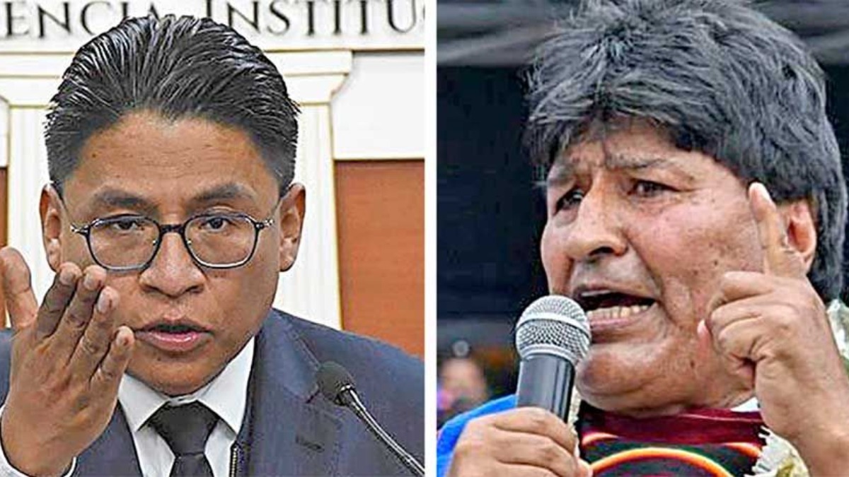 Ministro de Justicia, Iván Lima, y el expresidente Evo Morales.