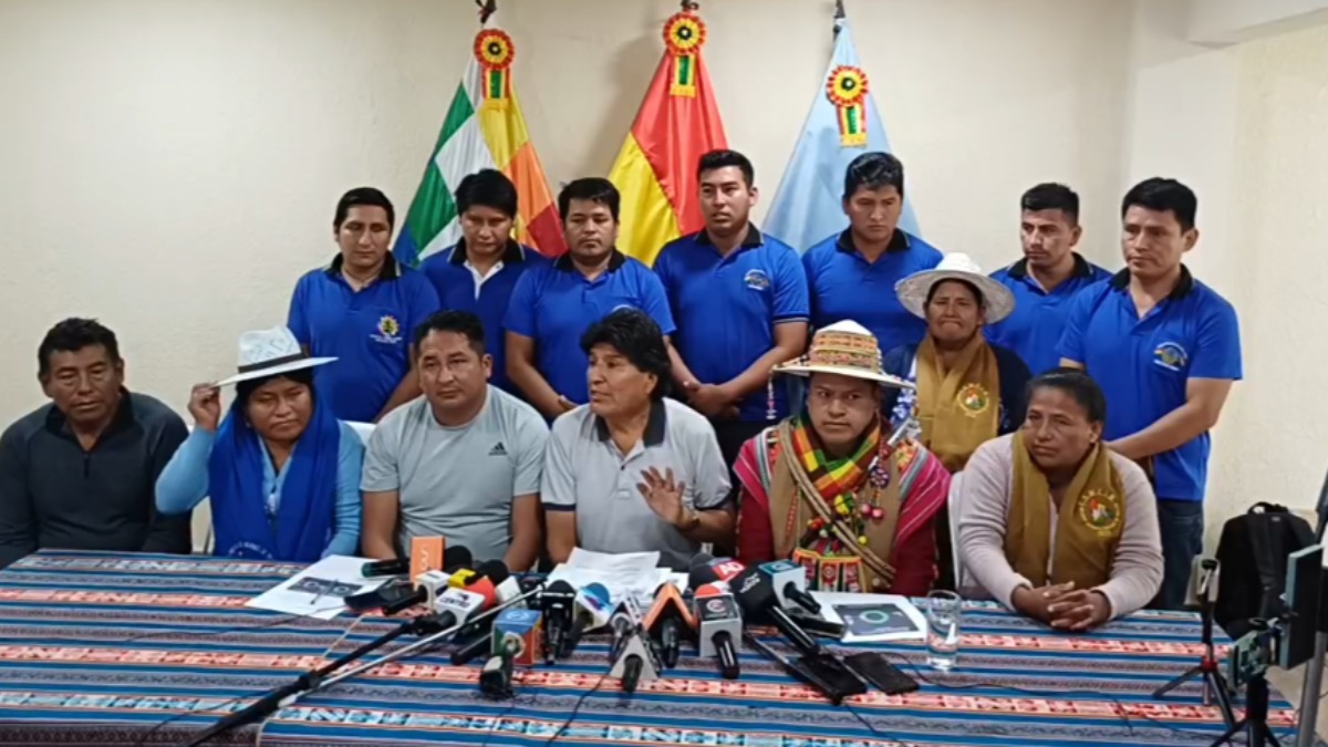 Evo en conferencia de prensa tras citación para declarar en Tarija. Foto: Captura de pantalla