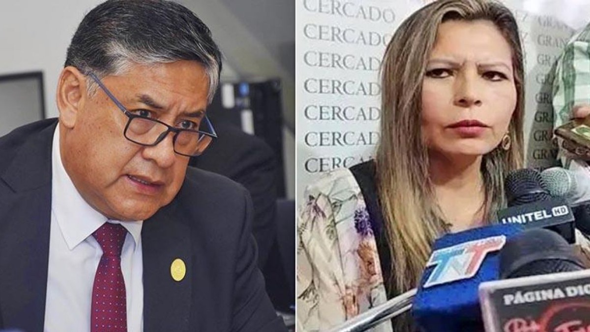 Fiscal general del Estado, Juan Lanchipa, y Sandra Gutiérrez