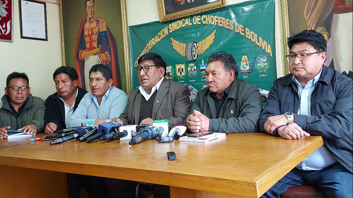 La dirigencia de la Confederación de Chóferes de Bolivia. Foto: ANF