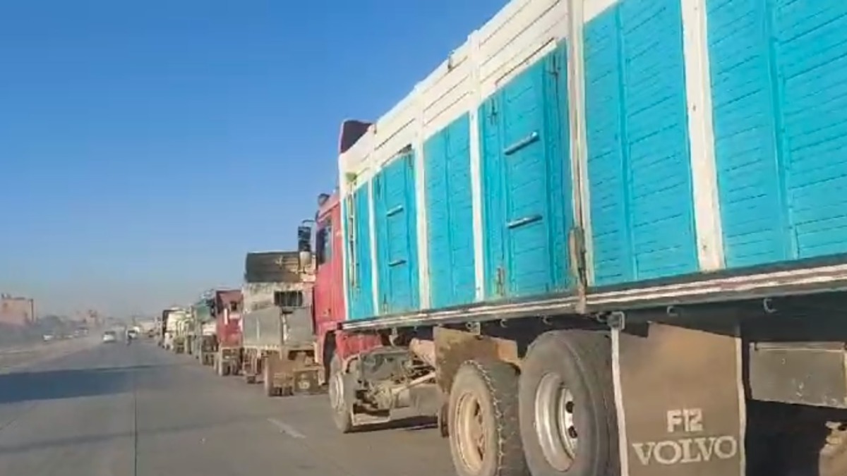 Largas filas de vehículos a la espera de conseguir combustible.