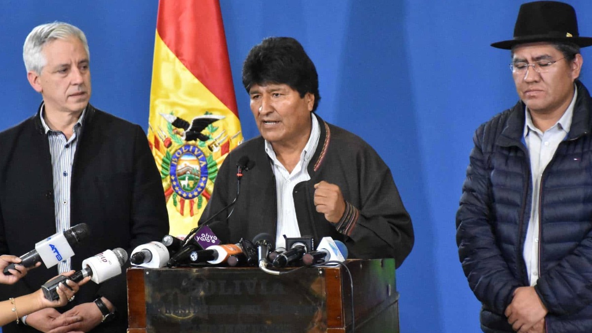 Evo Morales poco después de conocer el informe de la OEA, 10 de noviembre de 2019. Foto: Internet