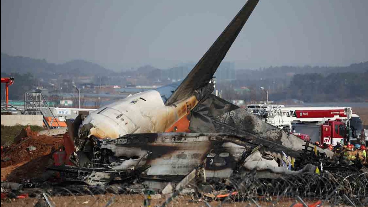 El avión de Jeju Air se estrelló este domingo al aterrizar, en Corea del Sur. Foto: Europa Press.