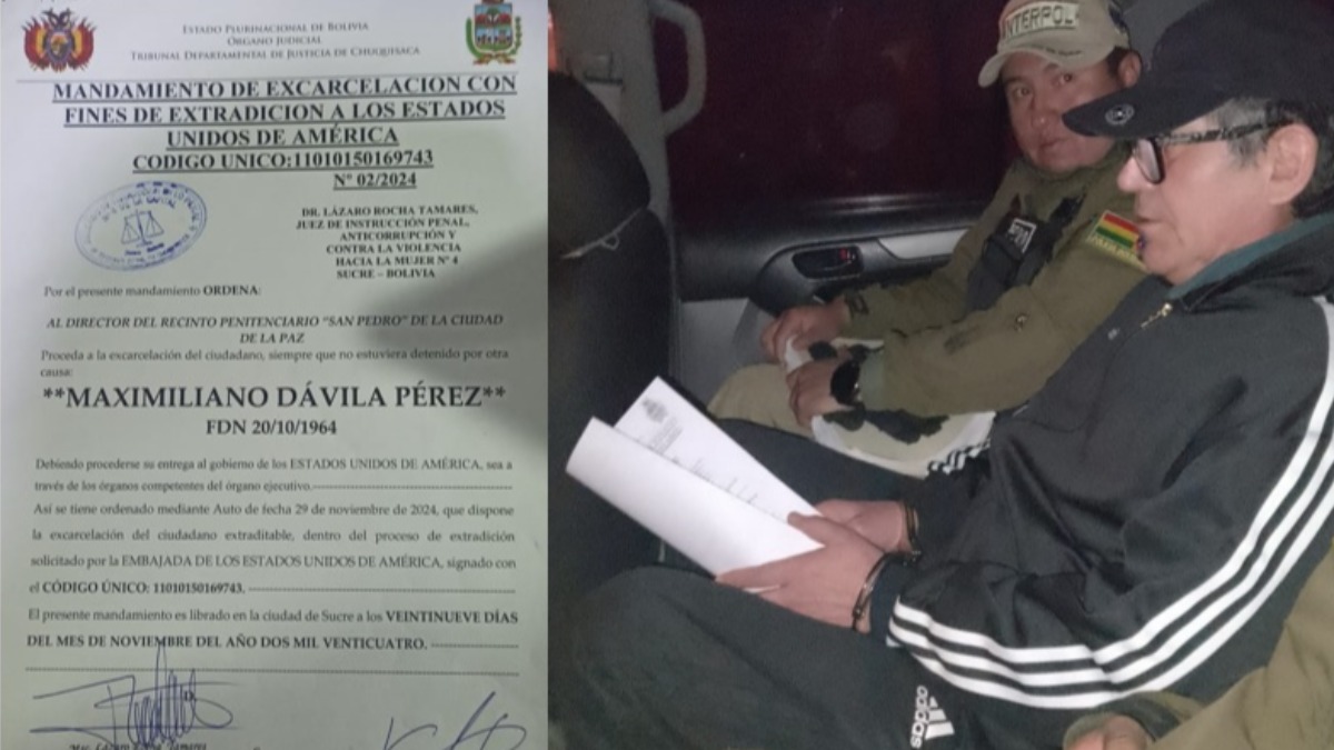 Orden de extradición y traslado de Maximiliano Dávila.