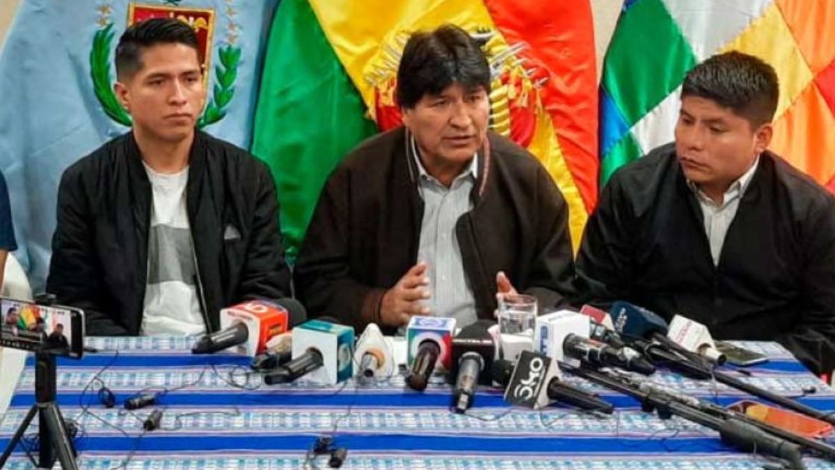 Andrónico Rodríguez, Evo Morales y Leonardo Loza. Foto: Internet