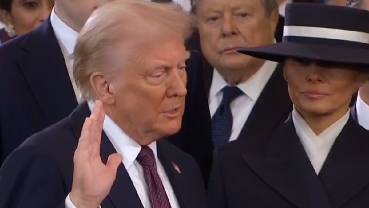 El presidente de los Estados Unidos, Donald Trump, durante su acto de posesión.