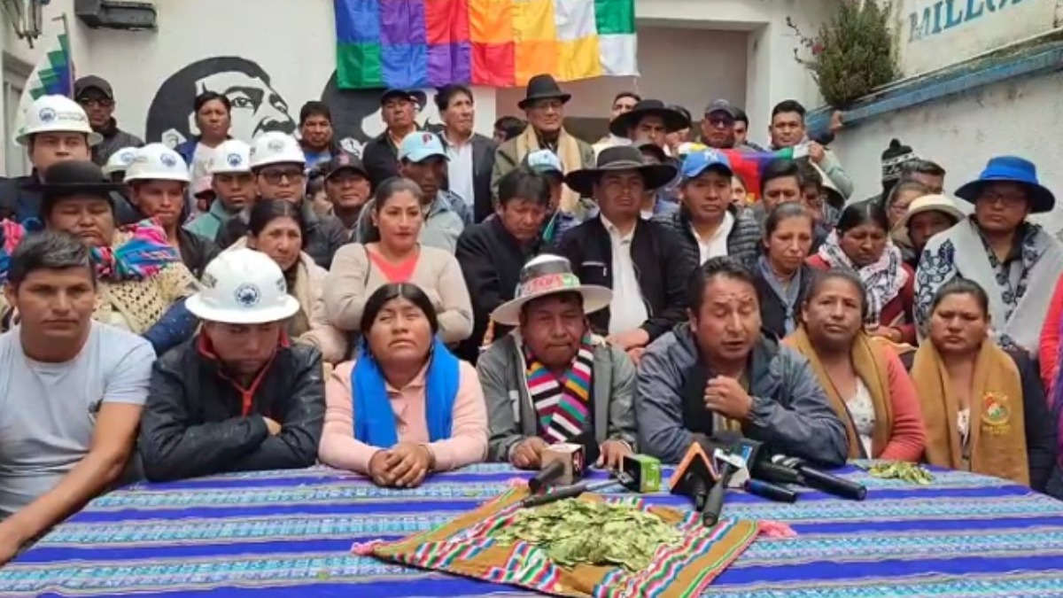 Los dirigentes de las organizaciones sociales afines a Evo Morales. Foto: captura