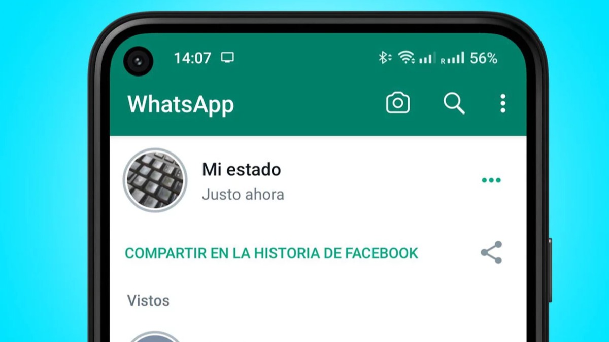 Sector de los estados en la aplicación de WhatsApp.