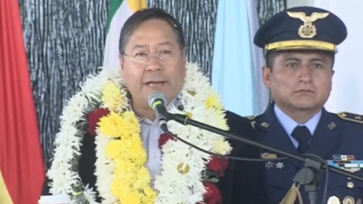 Luis Arce, presidente de Bolivia, en el discurso inaugural del año escolar.