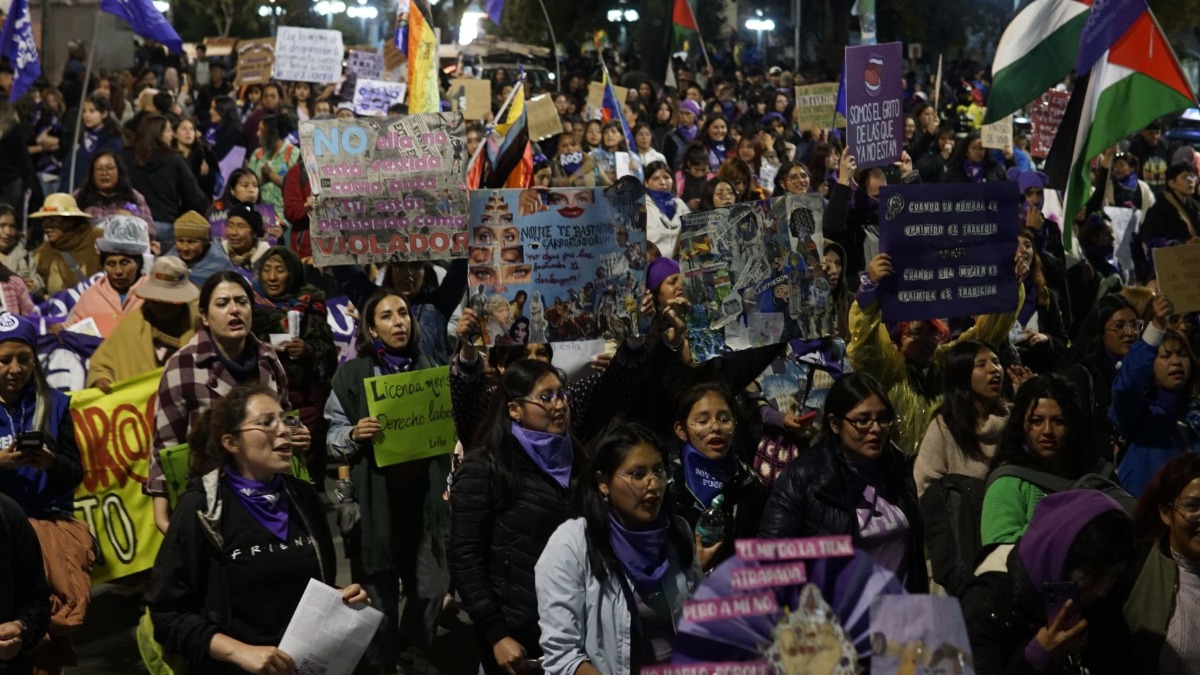 En La Paz se registró una marcha de mujeres. Foto: Una Palabra