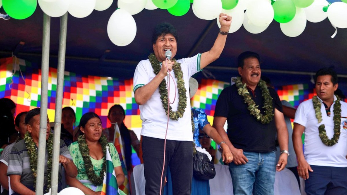 Evo Morales en la concentración que se realizó en Villa 14 de Septiembre. Foto: RRSS