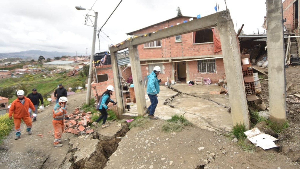 Una de las casas en Codavisa quedó afectada por el deslizamiento. Foto: GAMLP