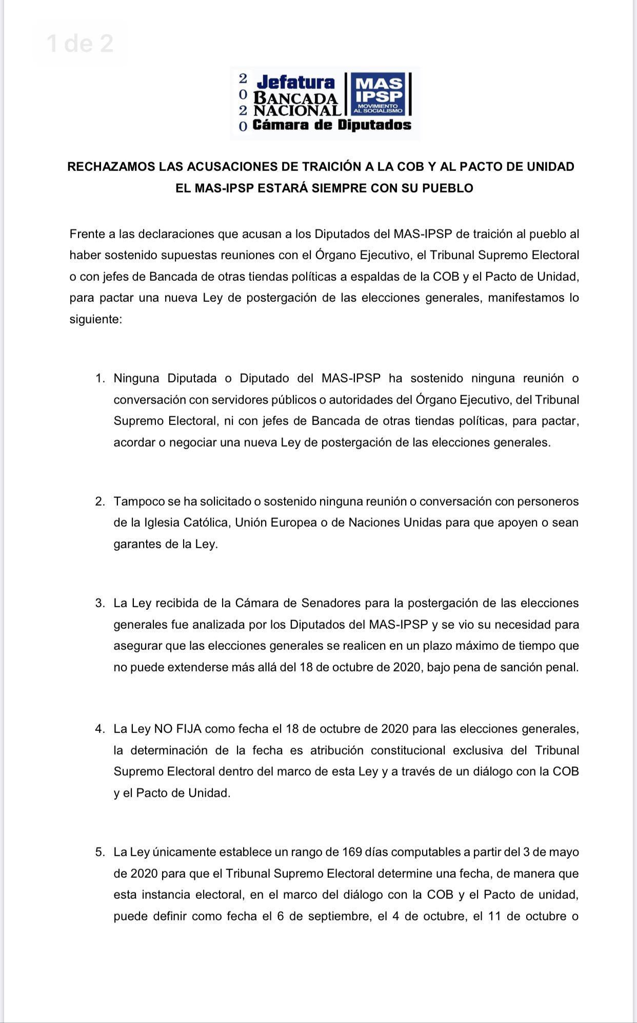 Mas En Diputados Se Justifica Y Dice Que No Traicionó A La Cob Ni Al Pacto De Unidad Anf 8418